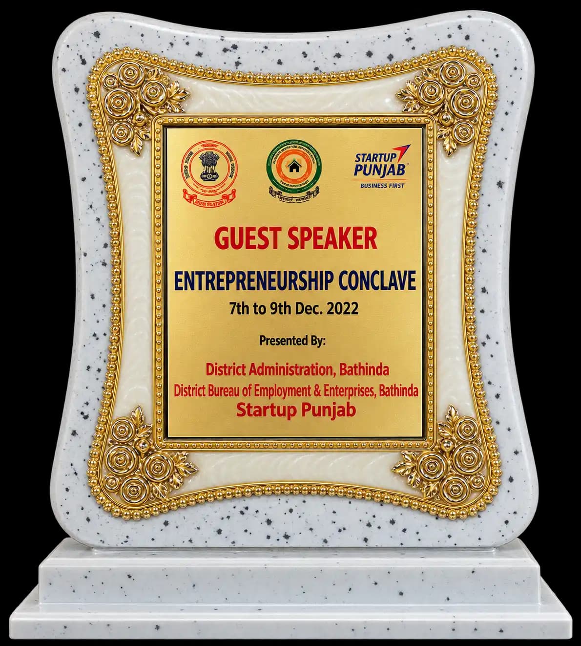 Guest Speaker plaque, Entrepreneurship Conclave 2022